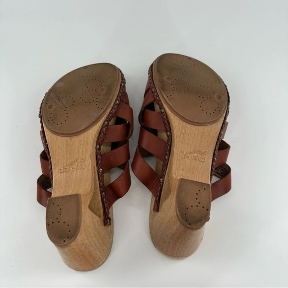 Dansko Troy sandals size 40 brown leather woven slip on clogs orthopedic - Picture 6 of 14